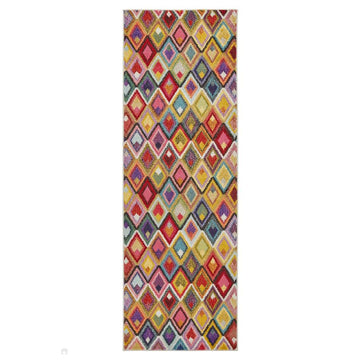 Carnaval CAR109 Modern Geometric Diamonds Durable Easy-Care Polypropylene Low Profile Short Pile Multicolour Runner-Concept Looms-Rug Love - The Most Loved Rug Store